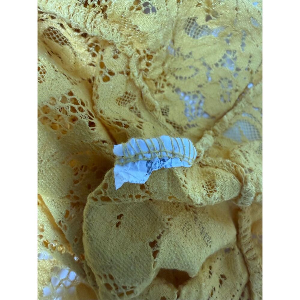 Luxury Boutique Mustard Yellow Lace Peplum Boho Top Women’s Size M See Notes - Picture 7 of 8